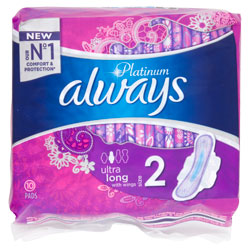 Always Platinum Towel Size 2 Long Wings