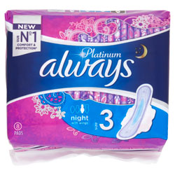 Always Platinum Towel Size 3 Long Plus Wings