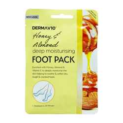 Derma V10 Foot Packs Honey & Almond 1 Pack