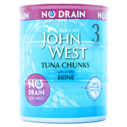 John West No Drain Tuna Chunks Brine 3 Pack