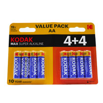 Kodak Batteries Xtralife Alkaline AA 4+4 Pack