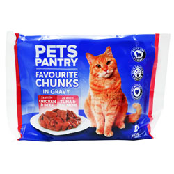 Pets Pantry Chunks Gravy Cat Pouch 4 Pack