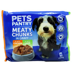 Pets Pantry Meaty Chunks Gravy Pouch 4 Pack