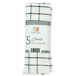 Tea Towels 5 Pack 45X60CM