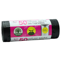 Tidyz Refuse Sacks Tie Handles Jumbo 50 Litre